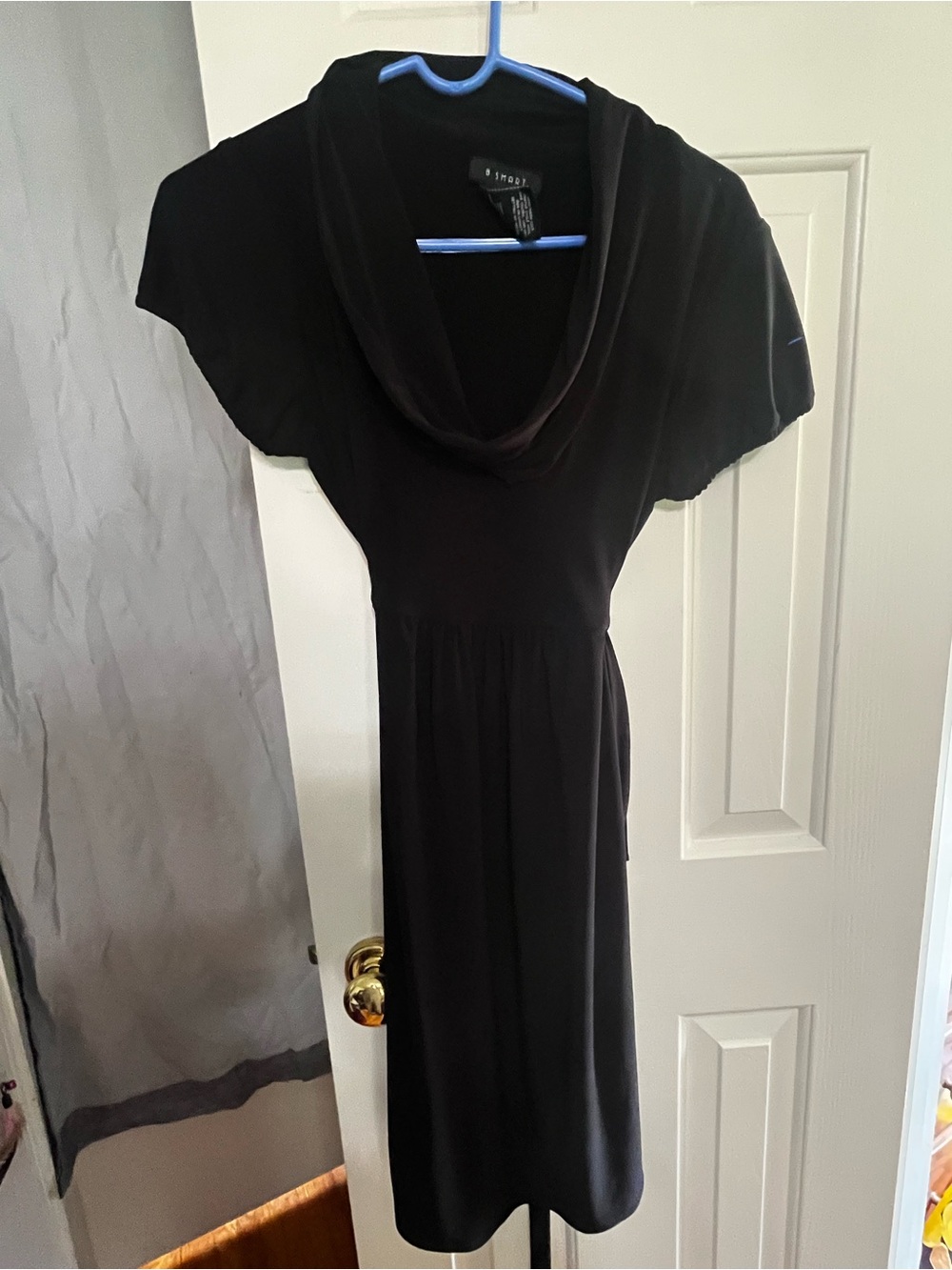 B. Smart Black Cowl Neck Midi Dress
